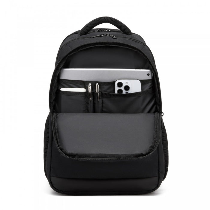 BPN2607 - Trendy Laptop Backpack,Soft Padded,Practical,Organized Storage,Lightweight 15.6" Notebook Bag for Work, School & Travel - Black