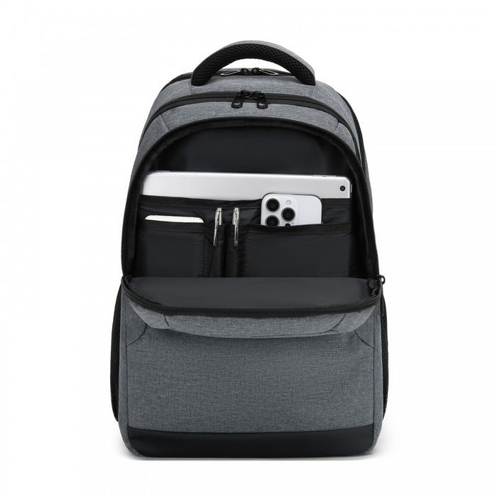 BPN2607 - Trendy Laptop Backpack,Soft Padded,Practical,Organized Storage,Lightweight 15.6" Notebook Bag for Work, School & Travel - Grey