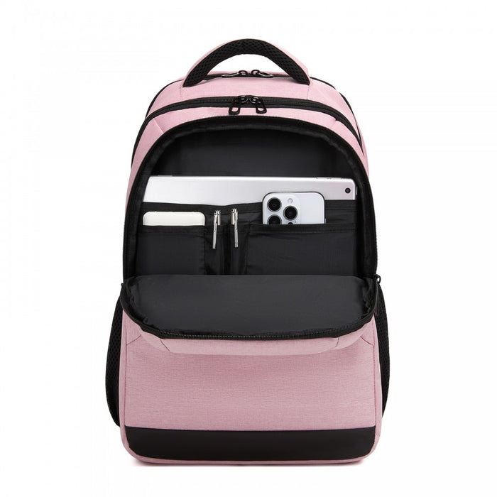 BPN2607 - Trendy Laptop Backpack,Soft Padded,Practical,Organized Storage,Lightweight 15.6" Notebook Bag for Work, School & Travel - Pink