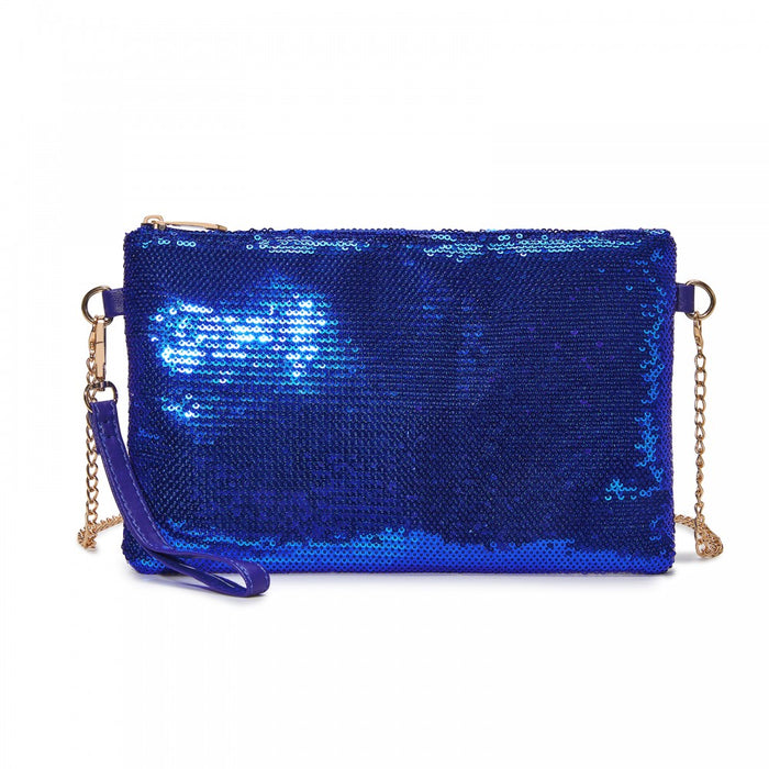 CLS2512 - Glam Sparkle Sequin Evening Clutch-Sleek, Shimmering Wristlet & Crossbody - Navy