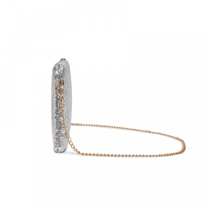 CLS2512 - Glam Sparkle Sequin Evening Clutch-Sleek, Shimmering Wristlet & Crossbody - Silver