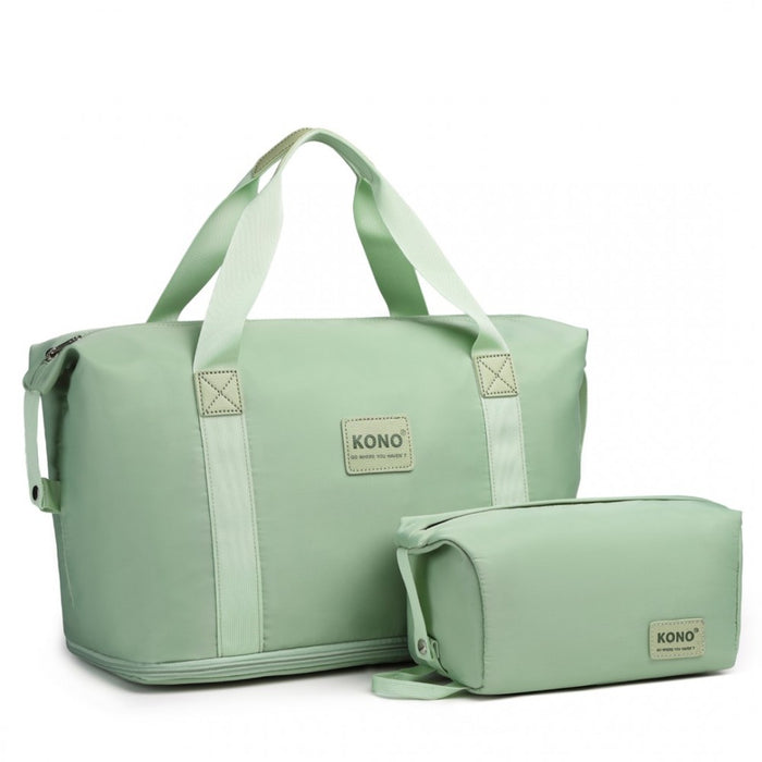 EA2212 - Kono Two Pieces Expandable Durable Waterproof Travel Duffel Bag Set - Green