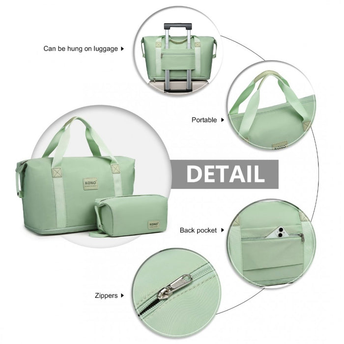 EA2212 - Kono Two Pieces Expandable Durable Waterproof Travel Duffel Bag Set - Green