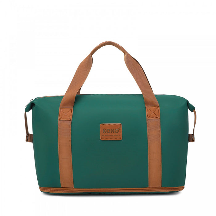 EA2212 - Kono Two Pieces Expandable Durable Waterproof Travel Duffel Bag Set - Green And Brown