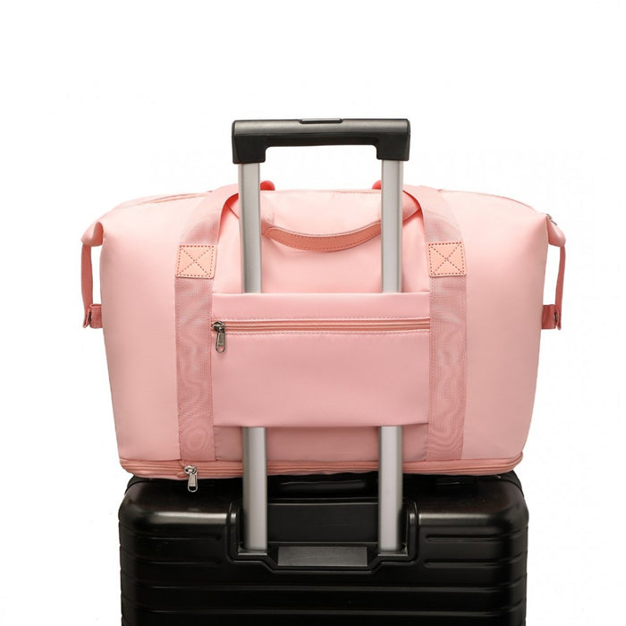 EA2212 - Kono Two Pieces Expandable Durable Waterproof Travel Duffel Bag Set - Pink