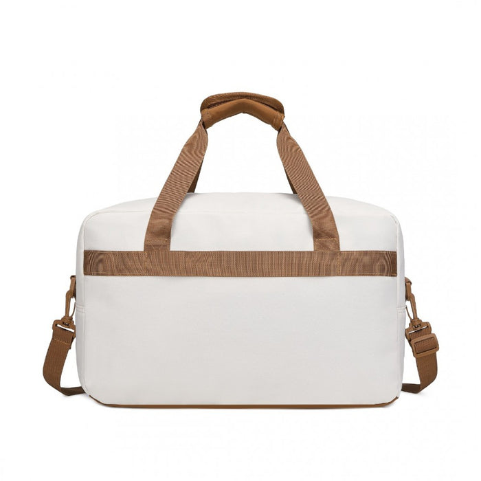 EA2369M - Kono Lightweight Water-Resistant Foldable Under Seat Travel Carry-on Duffel Bag Medium - Beige And Brown