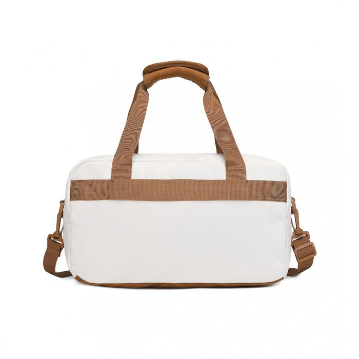 EA2369S - Kono Lightweight Water-Resistant Foldable Under Seat Travel Carry-on Duffel Bag Small - Beige And Brown
