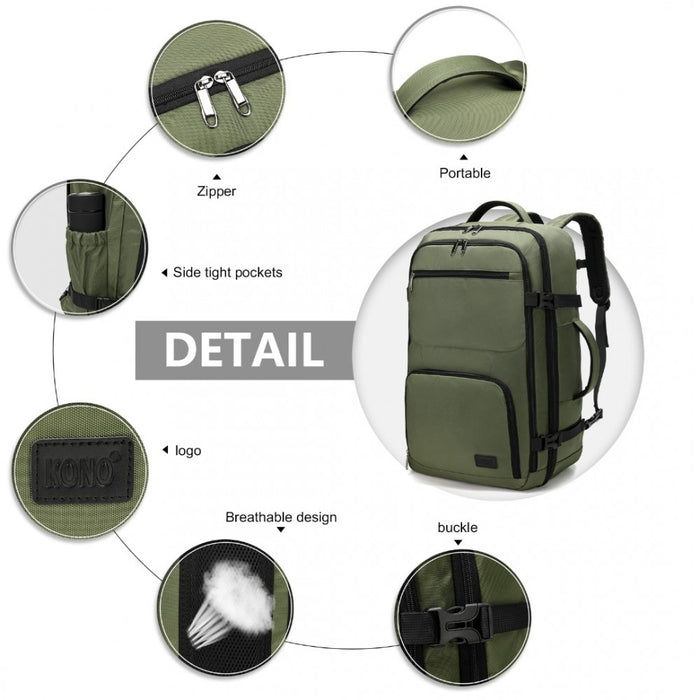 EM2207 - Kono Multifunctional Portable Travel Backpack Cabin Luggage Bag - Green