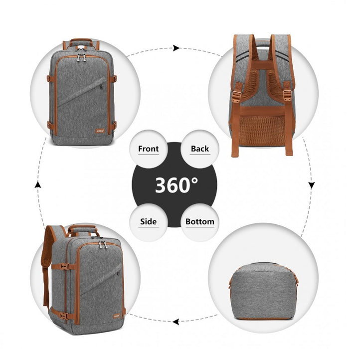 EM2231S - Kono Lightweight Cabin Bag Travel Business Backpack - Grey And Brown