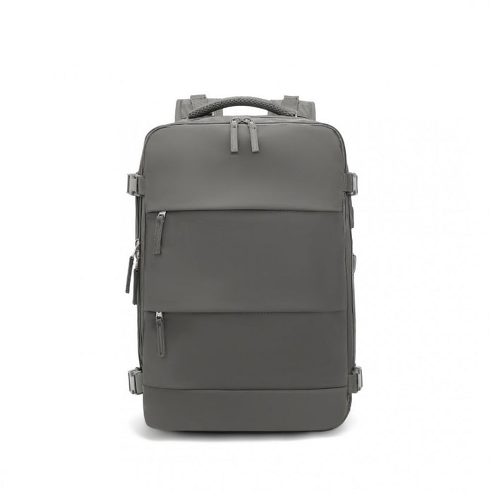 EQ2344 - Kono Multi-Functional Breathable Travel Backpack With USB Charging Port And Separate Shoe Compartment - Grey
