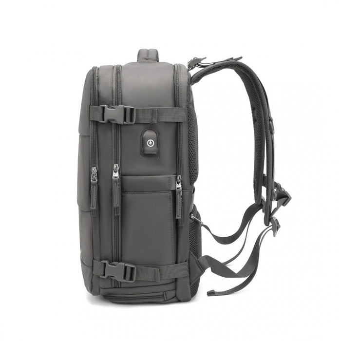 EQ2344 - Kono Multi-Functional Breathable Travel Backpack With USB Charging Port And Separate Shoe Compartment - Grey