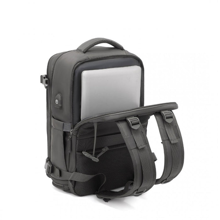 EQ2344 - Kono Multi-Functional Breathable Travel Backpack With USB Charging Port And Separate Shoe Compartment - Grey