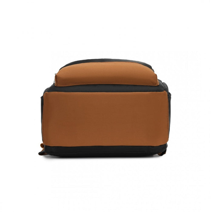 EQ2401 - Kono Multi-Compartment Laptop Backpack with Type-C USB Charging Port and Small Pouch for Daily Commute and Travel - Black And Brown