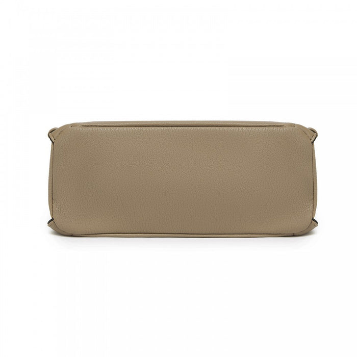 HBM2509 - Miss Lulu Textured PU Leather Crossbody Handbag with Woven Accents for Women - Khaki