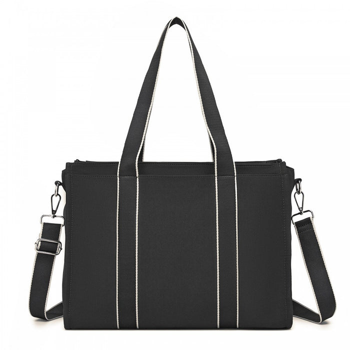 HBM2604 - Miss Lulu Wearproof Large Capacity Tote Bag with 15.6” Laptop Sleeve, Dual Carry Options for Business and Everyday Use - Black
