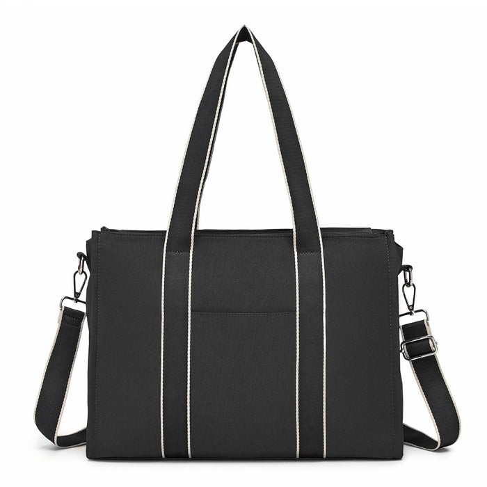 HBM2604 - Miss Lulu Wearproof Large Capacity Tote Bag with 15.6” Laptop Sleeve, Dual Carry Options for Business and Everyday Use - Black