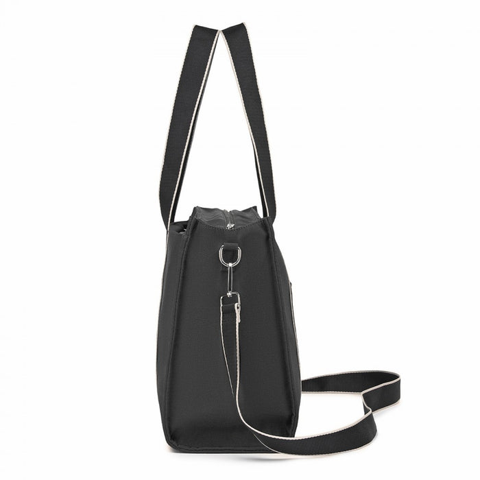 HBM2604 - Miss Lulu Wearproof Large Capacity Tote Bag with 15.6” Laptop Sleeve, Dual Carry Options for Business and Everyday Use - Black