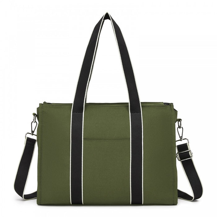 HBM2604 - Miss Lulu Wearproof Large Capacity Tote Bag with 15.6” Laptop Sleeve, Dual Carry Options for Business and Everyday Use - Green