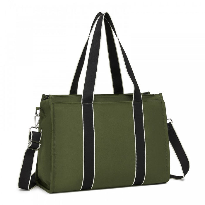 HBM2604 - Miss Lulu Wearproof Large Capacity Tote Bag with 15.6” Laptop Sleeve, Dual Carry Options for Business and Everyday Use - Green