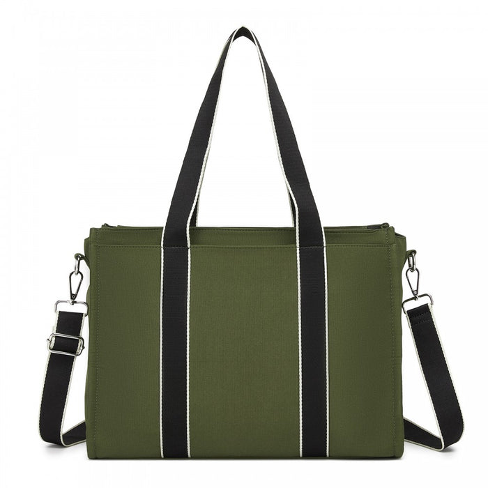 HBM2604 - Miss Lulu Wearproof Large Capacity Tote Bag with 15.6” Laptop Sleeve, Dual Carry Options for Business and Everyday Use - Green