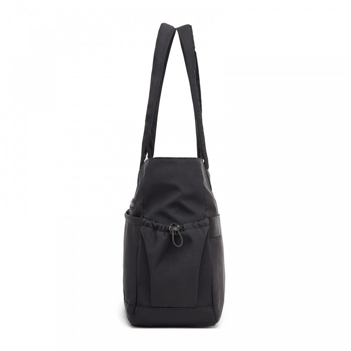 HBM2611 - Miss Lulu Chic Roomy Ladies Shoulder Tote Bag, with 15.6-inch Laptop Sleeve and Luggage Strap for Daily Use - Black