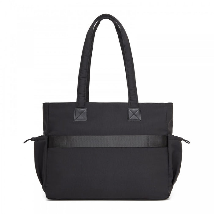 HBM2611 - Miss Lulu Chic Roomy Ladies Shoulder Tote Bag, with 15.6-inch Laptop Sleeve and Luggage Strap for Daily Use - Black