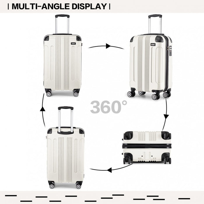 K1777-1L - Kono 19 Inch ABS Lightweight Compact Hard Shell Cabin Suitcase Travel Carry-On Luggage - Beige