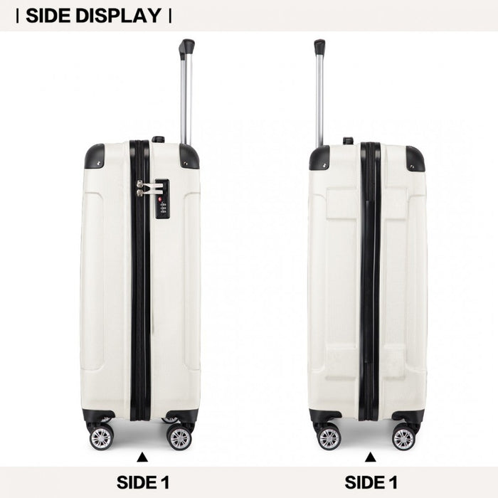 K1777-1L - Kono 19 Inch ABS Lightweight Compact Hard Shell Cabin Suitcase Travel Carry-On Luggage - Beige