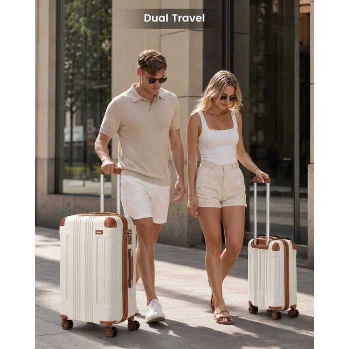 K1777-1L - Kono 24 Inch ABS Lightweight Compact Hard Shell Travel Luggage For Extended Journeys - Cream