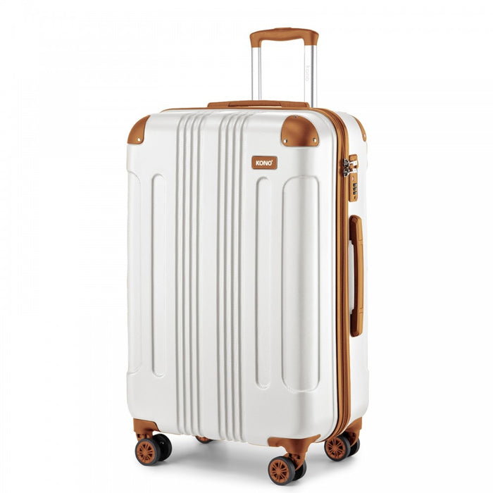 K1777-1L - Kono 28 Inch ABS Lightweight Compact Hard Shell Travel Luggage For Extended Journeys - Cream