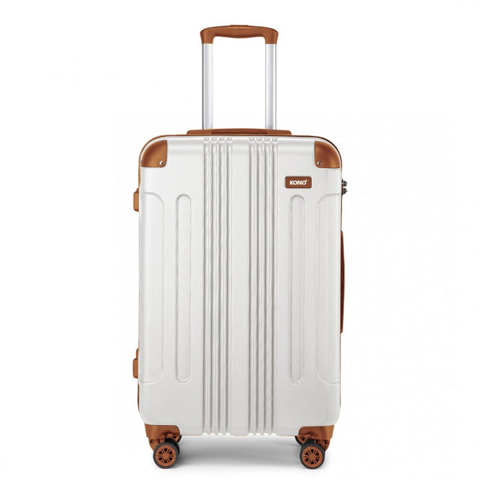 K1777-1L - Kono 28 Inch ABS Lightweight Compact Hard Shell Travel Luggage For Extended Journeys - Cream