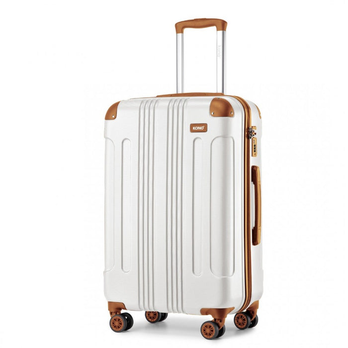 K1777-1L - Kono 24 Inch ABS Lightweight Compact Hard Shell Travel Luggage For Extended Journeys - Cream