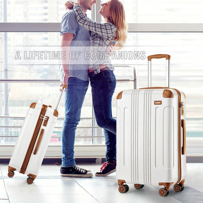 K1777-1L - Kono 24 Inch ABS Lightweight Compact Hard Shell Travel Luggage For Extended Journeys - Cream