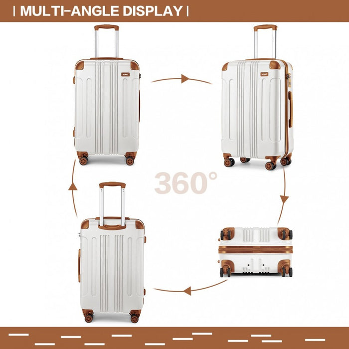 K1777-1L - Kono 28 Inch ABS Lightweight Compact Hard Shell Travel Luggage For Extended Journeys - Cream