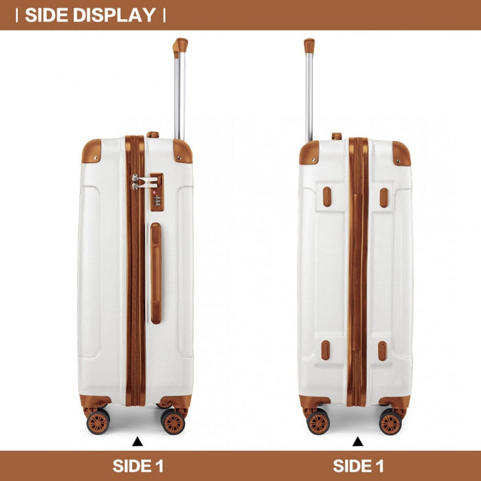 K1777-1L - Kono 24 Inch ABS Lightweight Compact Hard Shell Travel Luggage For Extended Journeys - Cream