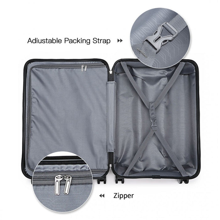 K1871-1L - Kono ABS 24 Inch Sculpted Horizontal Design Suitcase - Green