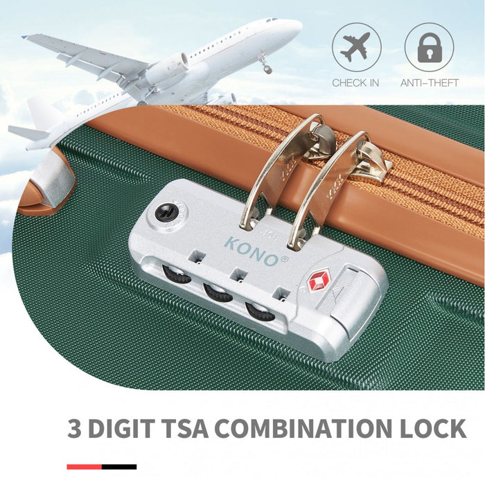 K1871-1L - Kono ABS 24 Inch Sculpted Horizontal Design Suitcase - Green And Brown