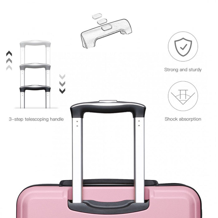 K1871-1L - Kono ABS 24 Inch Sculpted Horizontal Design Suitcase - Pink