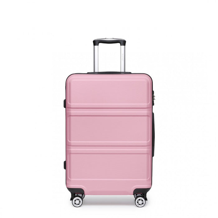 K1871-1L - Kono ABS 24 Inch Sculpted Horizontal Design Suitcase - Pink
