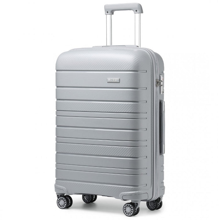 K2091L - Kono 28 Inch Multi Texture Hard Shell PP Suitcase - Classic Collection - Grey