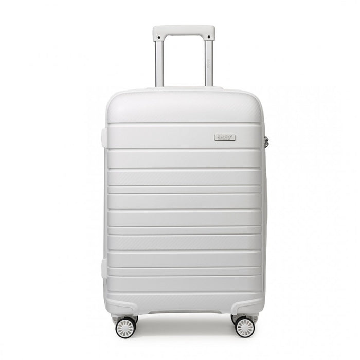 K2091L - Kono 28 Inch Multi Texture Hard Shell PP Suitcase - Classic Collection - White