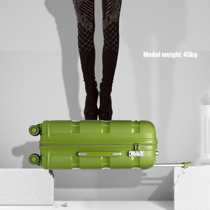K2092L - Kono 24 Inch Bright Hard Shell PP Suitcase - Classic Collection - Green