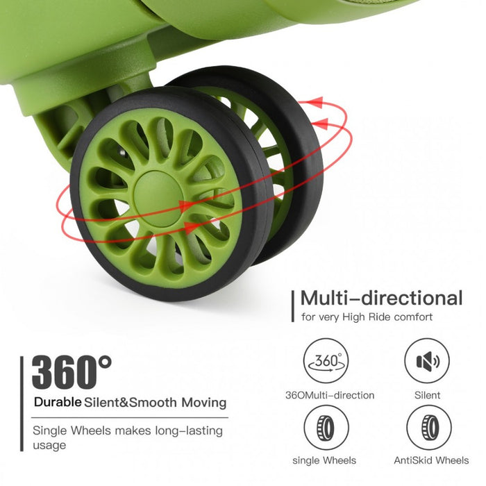 K2092L - Kono 24 Inch Bright Hard Shell PP Suitcase - Classic Collection - Green