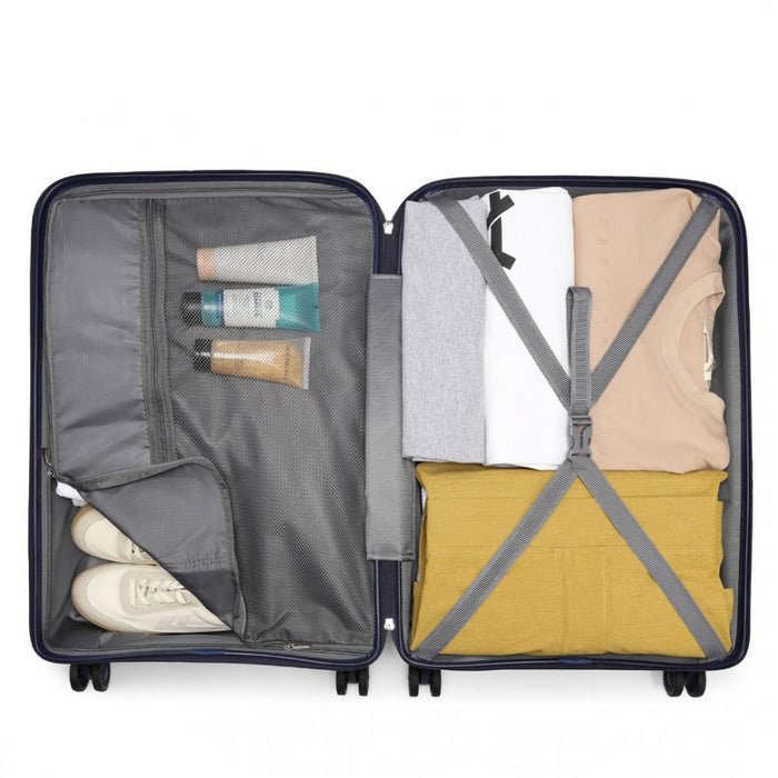 K2092L - Kono 24 Inch Bright Hard Shell PP Suitcase - Classic Collection - Navy