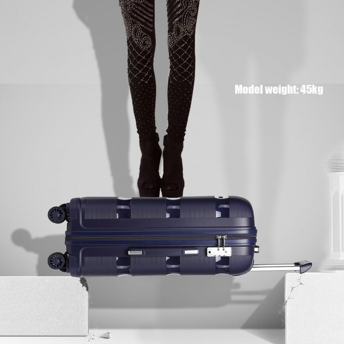 K2092L - Kono 24 Inch Bright Hard Shell PP Suitcase - Classic Collection - Navy