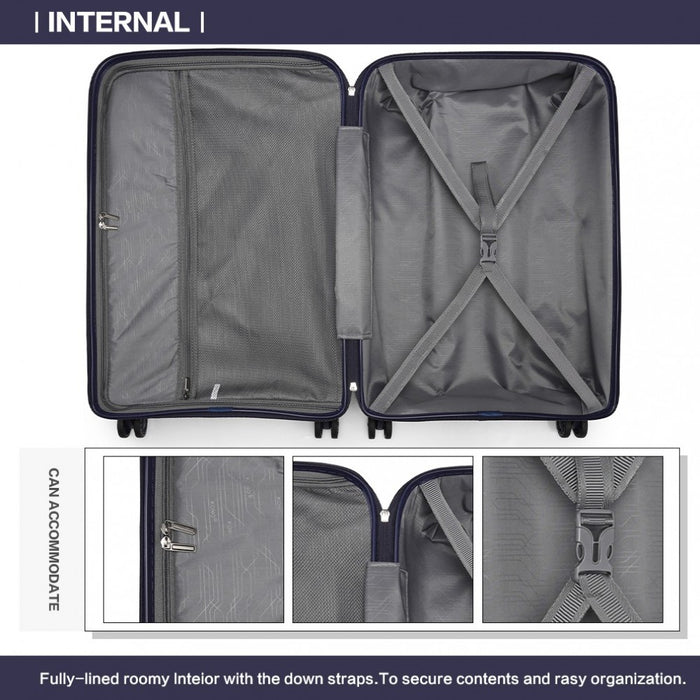 K2092L - Kono 28 Inch Bright Hard Shell PP Suitcase - Classic Collection - Navy