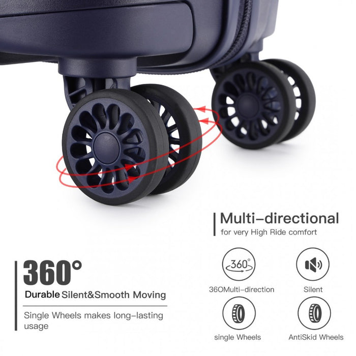 K2092L - Kono 24 Inch Bright Hard Shell PP Suitcase - Classic Collection - Navy
