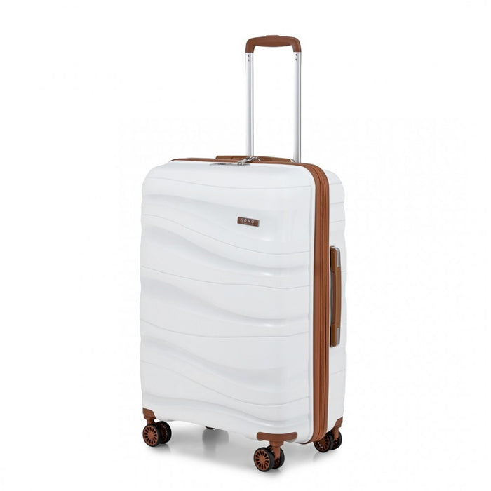 K2094L - Kono 28 Inch Lightweight Polypropylene Hard Shell Suitcase With TSA Lock - Cream