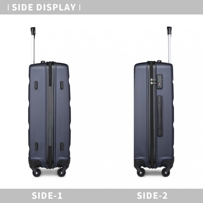 K2191L - Kono 3-Piece Lightweight ABS Hardshell Suitcase Set - 19, 24, 28 Inch with Secure TSA Lock - Navy