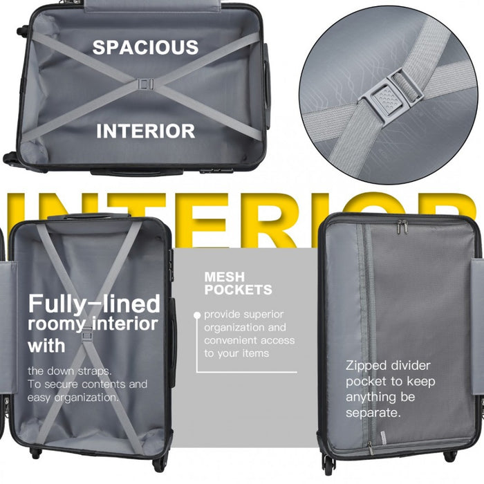 K2191L - Kono 28 Inch Check in Luggage - Streamlined ABS Hardshell Suitcase with Secure TSA Lock - Navy